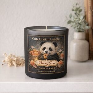 Peachy Pop 8oz Soy Candle | Hand Poured | Cute Critter Candles